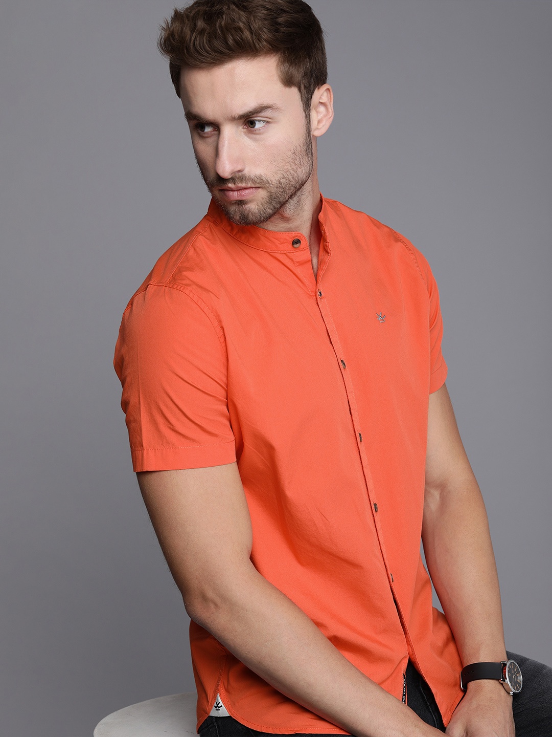 

WROGN Men Orange Casual Shirt