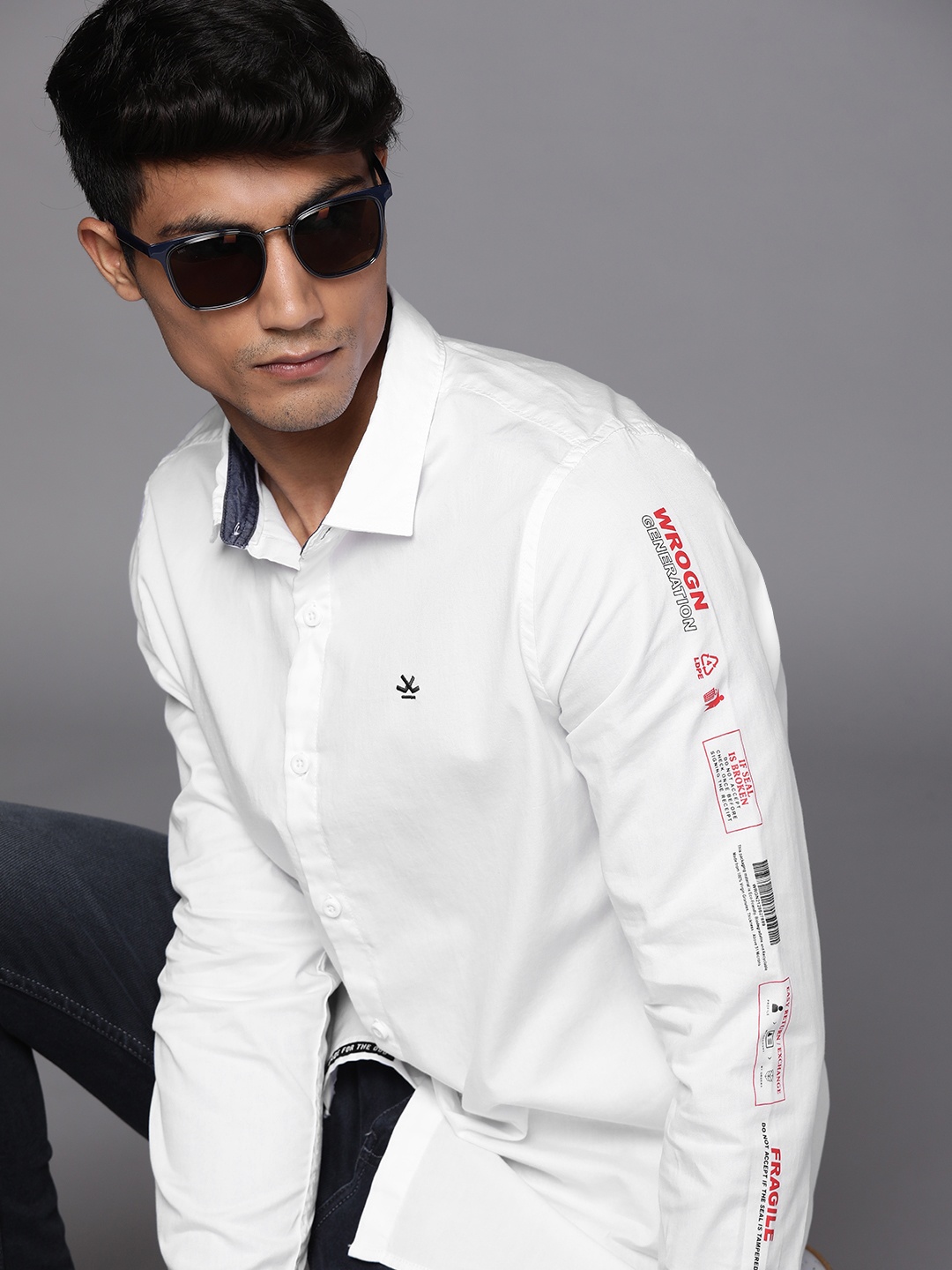 

WROGN Men White Slim Fit Casual Shirt