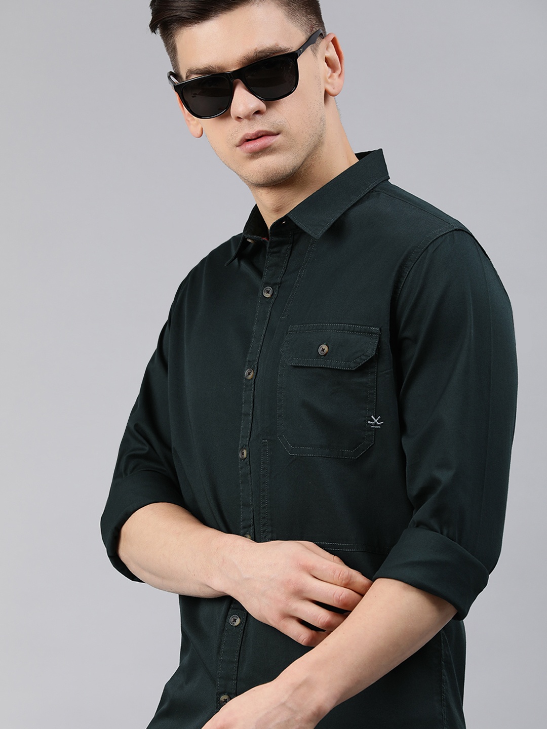 

WROGN Men Teal Green Slim Fit Casual Shirt
