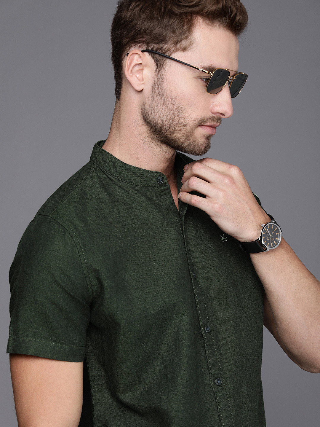 

WROGN Men Green Slim Fit Casual Shirt