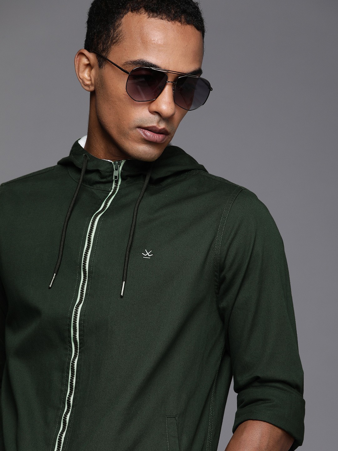

WROGN Men Green Hooded Casual Shirt