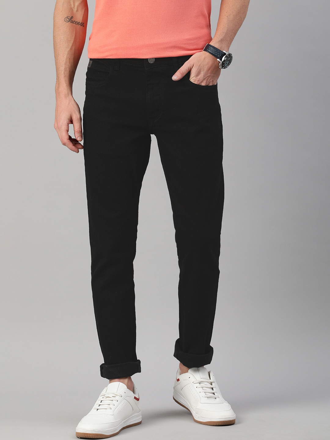 

WROGN Men Black Slim Fit Mid-Rise Clean Look Stretchable Jeans