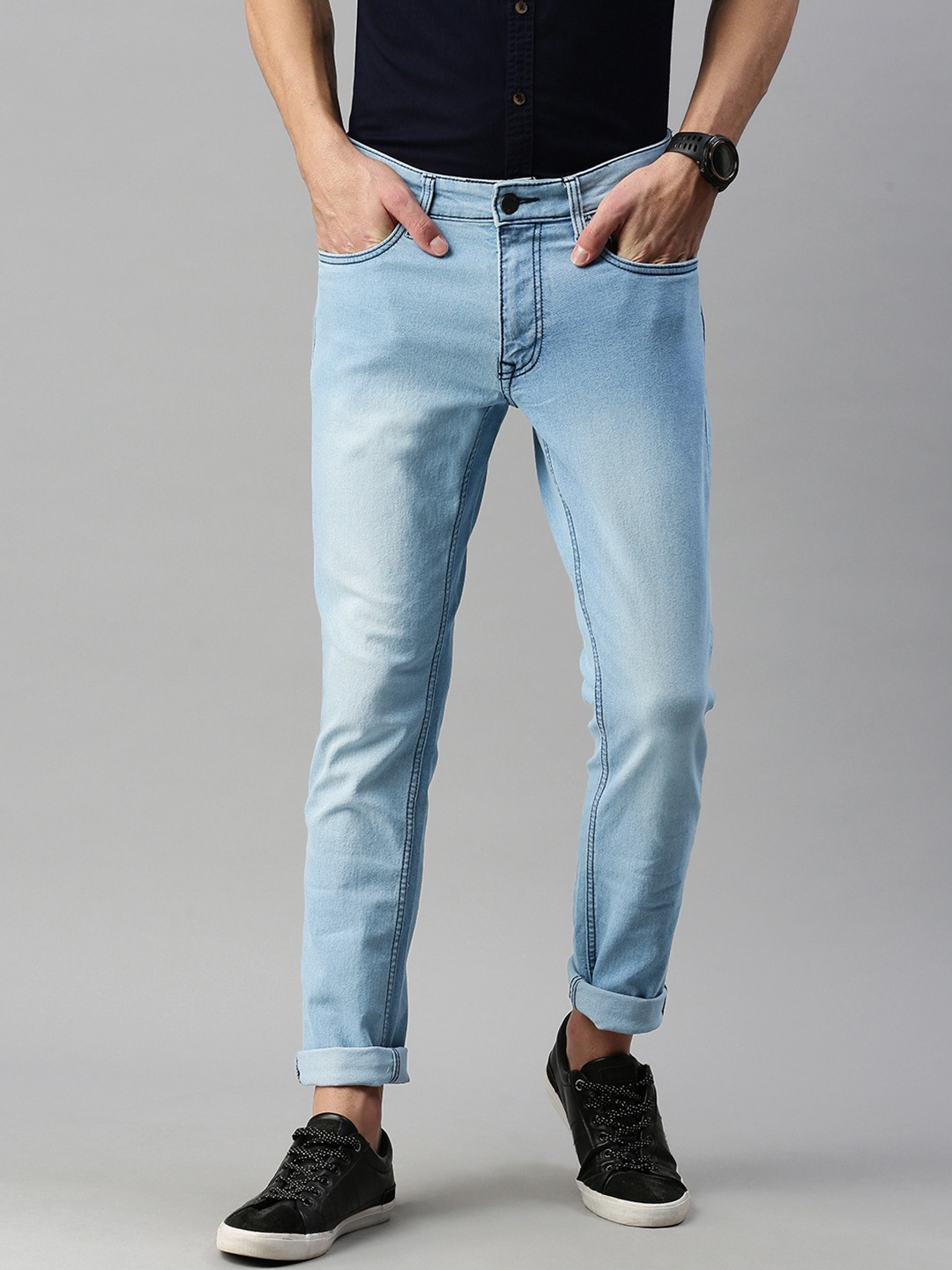 

WROGN Men Blue Slim Fit Light Fade Stretchable Jeans