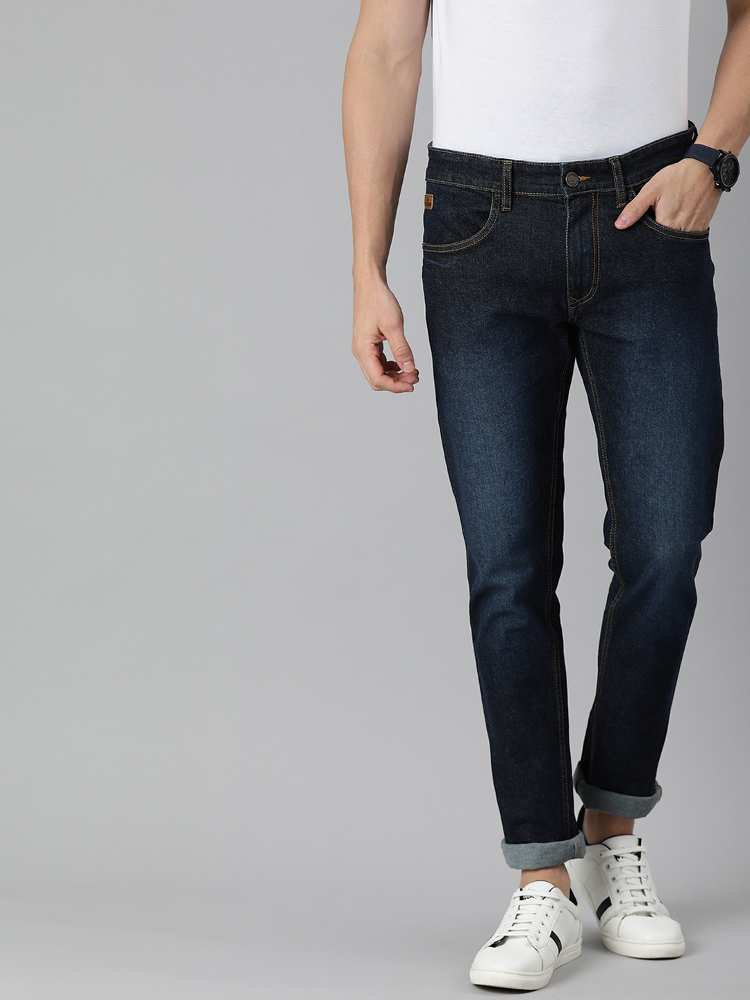

WROGN Men Blue Slim Fit Mid-Rise Clean Look Stretchable Jeans