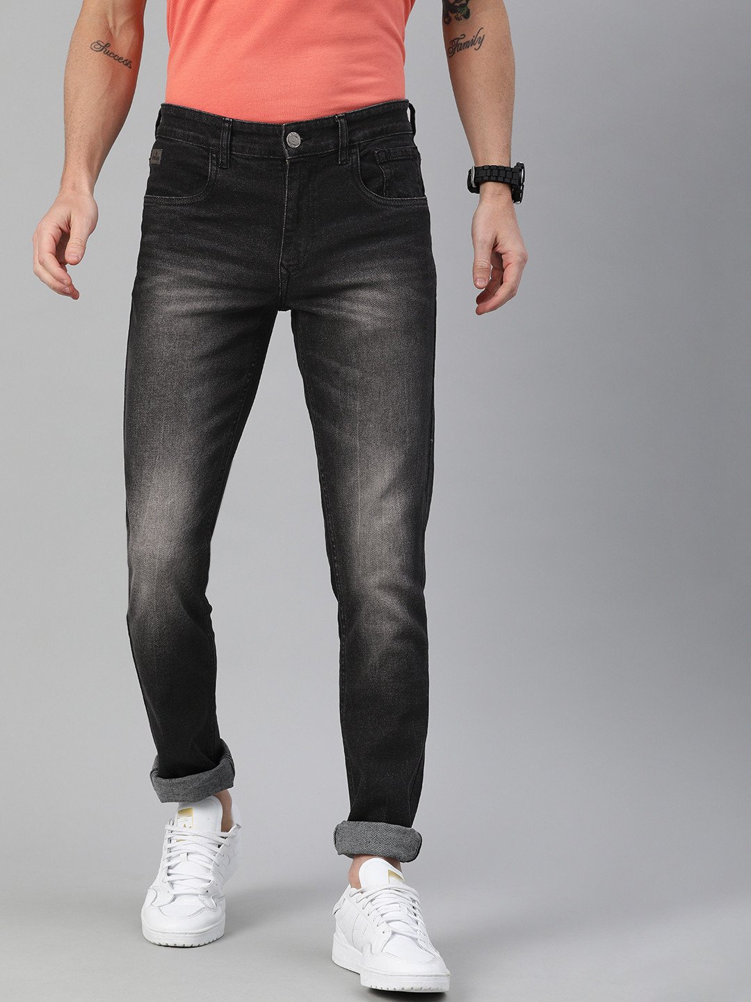 

WROGN Men Black Slim Fit Mid-Rise Clean Look Stretchable Jeans