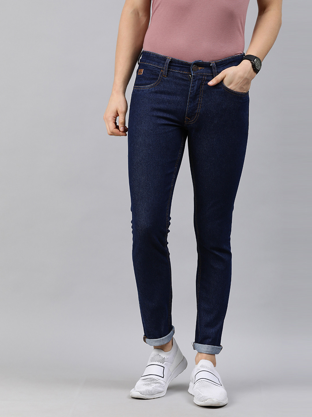 

WROGN Men Navy Blue Slim Fit Stretchable Jeans