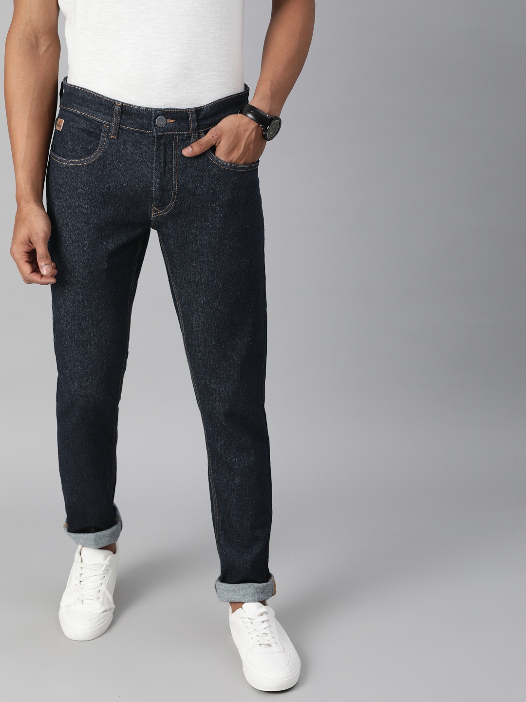 

WROGN Men Blue Slim Fit Mid-Rise Clean Look Stretchable Jeans