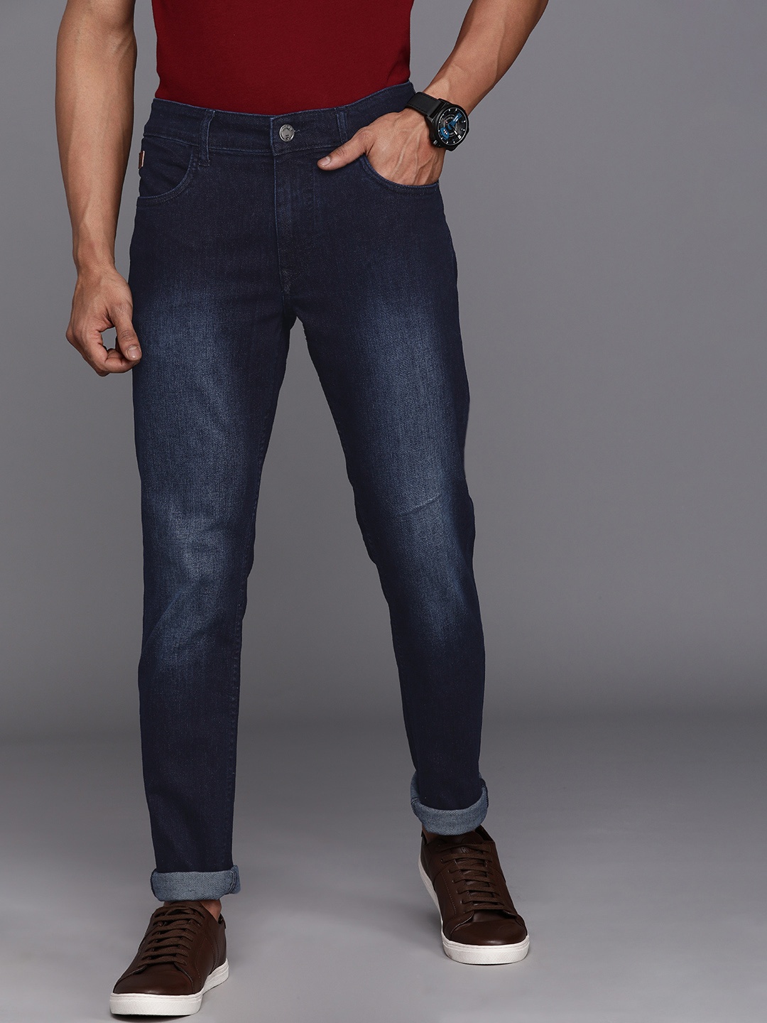 

WROGN Men Blue Slim Fit Mid-Rise Clean Look Stretchable Jeans