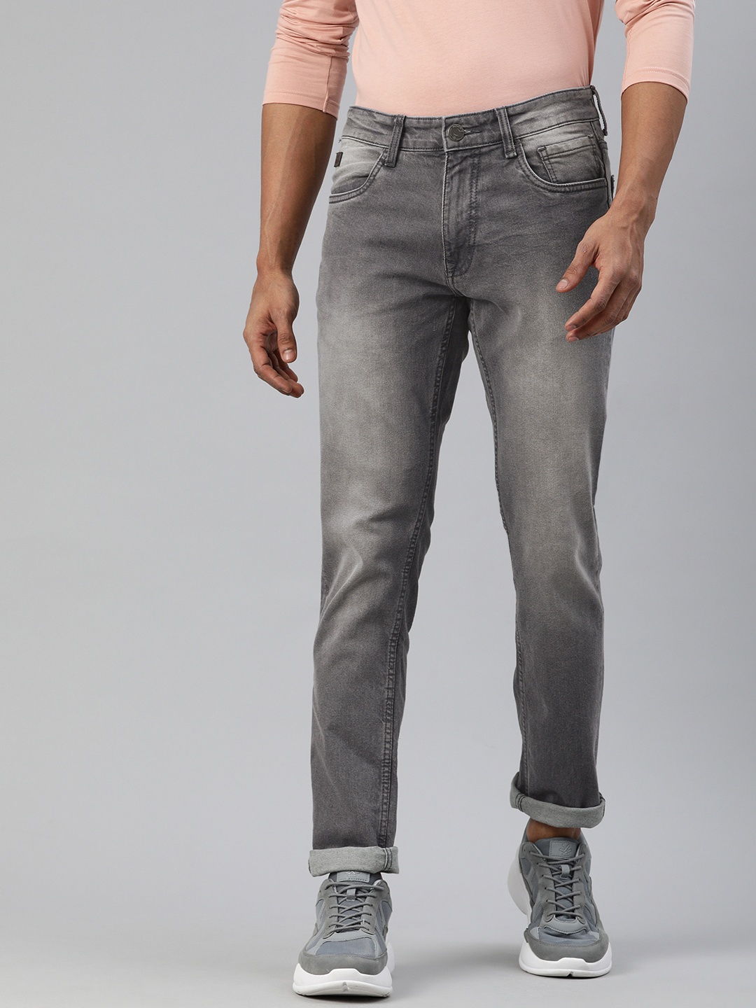 

WROGN Men Grey Slim Fit Mid-Rise Clean Look Stretchable Jeans