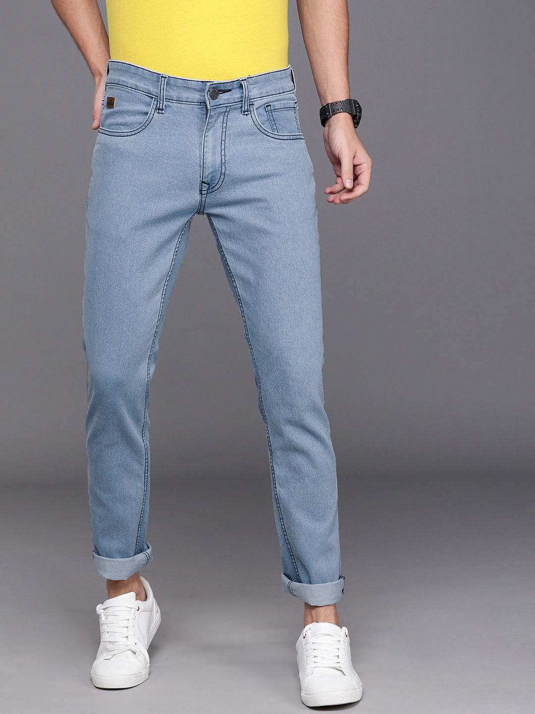 

WROGN Men Blue Slim Fit Mid-Rise Clean Look Jeans