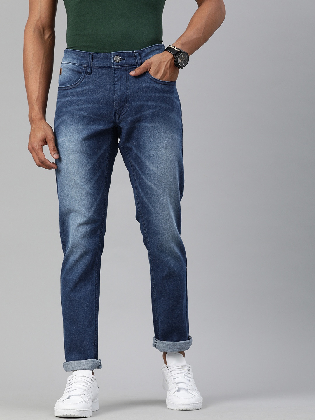 

WROGN Men Blue Slim Fit Mid-Rise Clean Look Stretchable Jeans