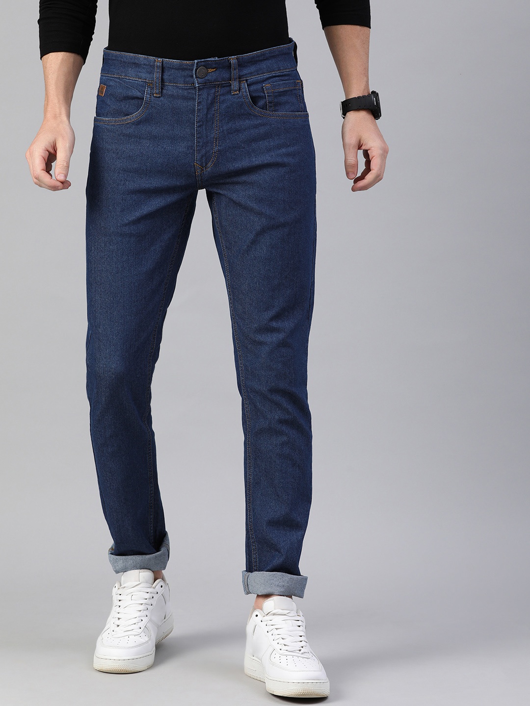 

WROGN Men Blue Slim Fit Mid-Rise Clean Look Stretchable Jeans