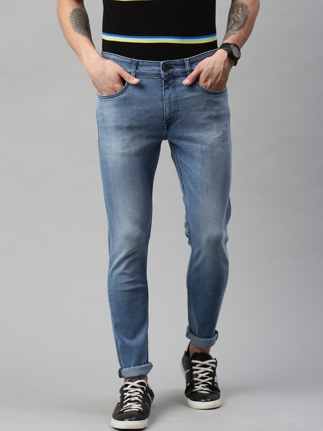

WROGN Men Blue Skinny Fit Mid-Rise Clean Look Stretchable Jeans