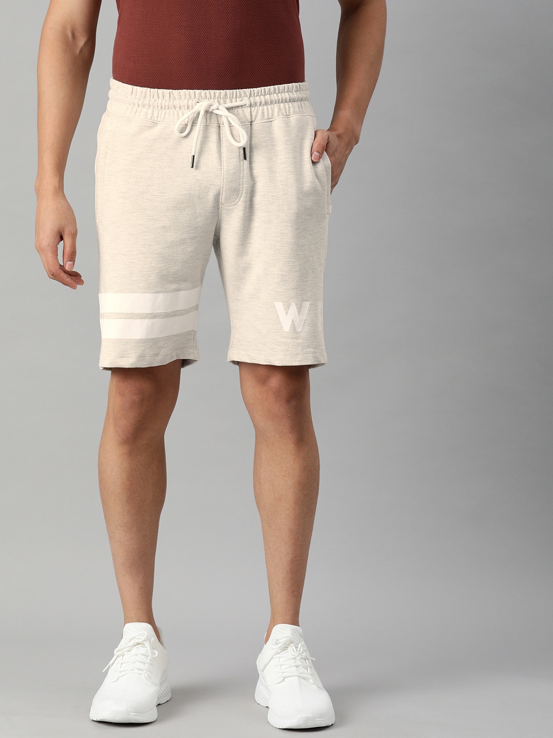 

WROGN Men Beige Mid-Rise Regular Shorts