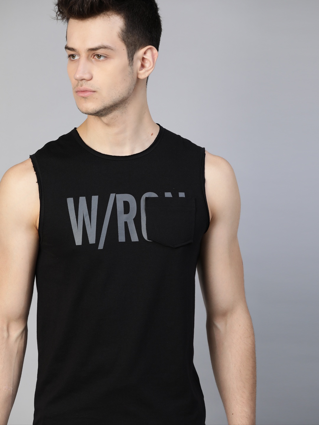 

WROGN Men Black Typography Printed T-shirt