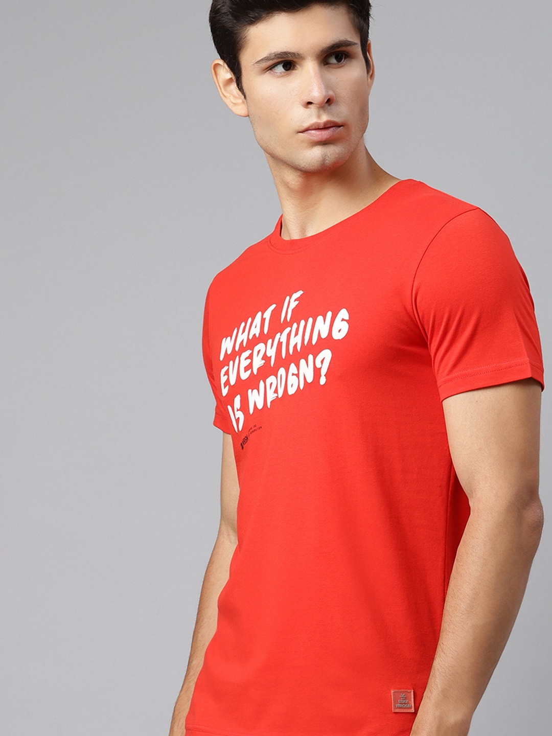 

WROGN Men Red Typography Print T-shirt