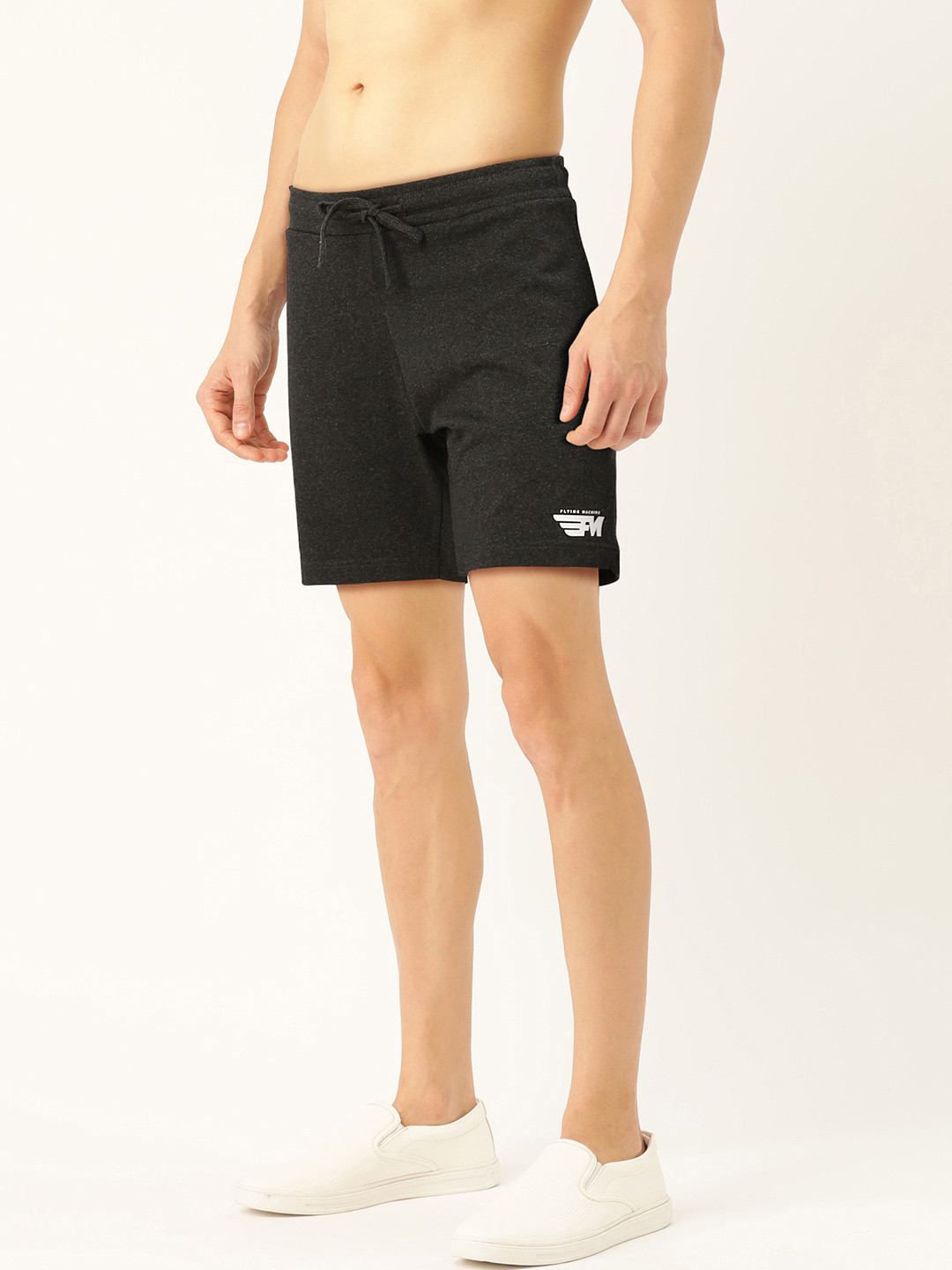 

Flying Machine Men Charcoal Grey Solid Regular Fit Shorts