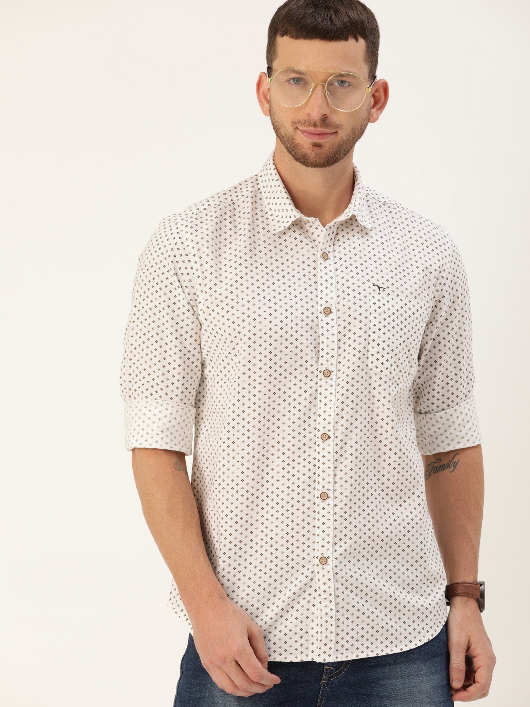 

Flying Machine Men White Regular Fit Printed Casual Shirt