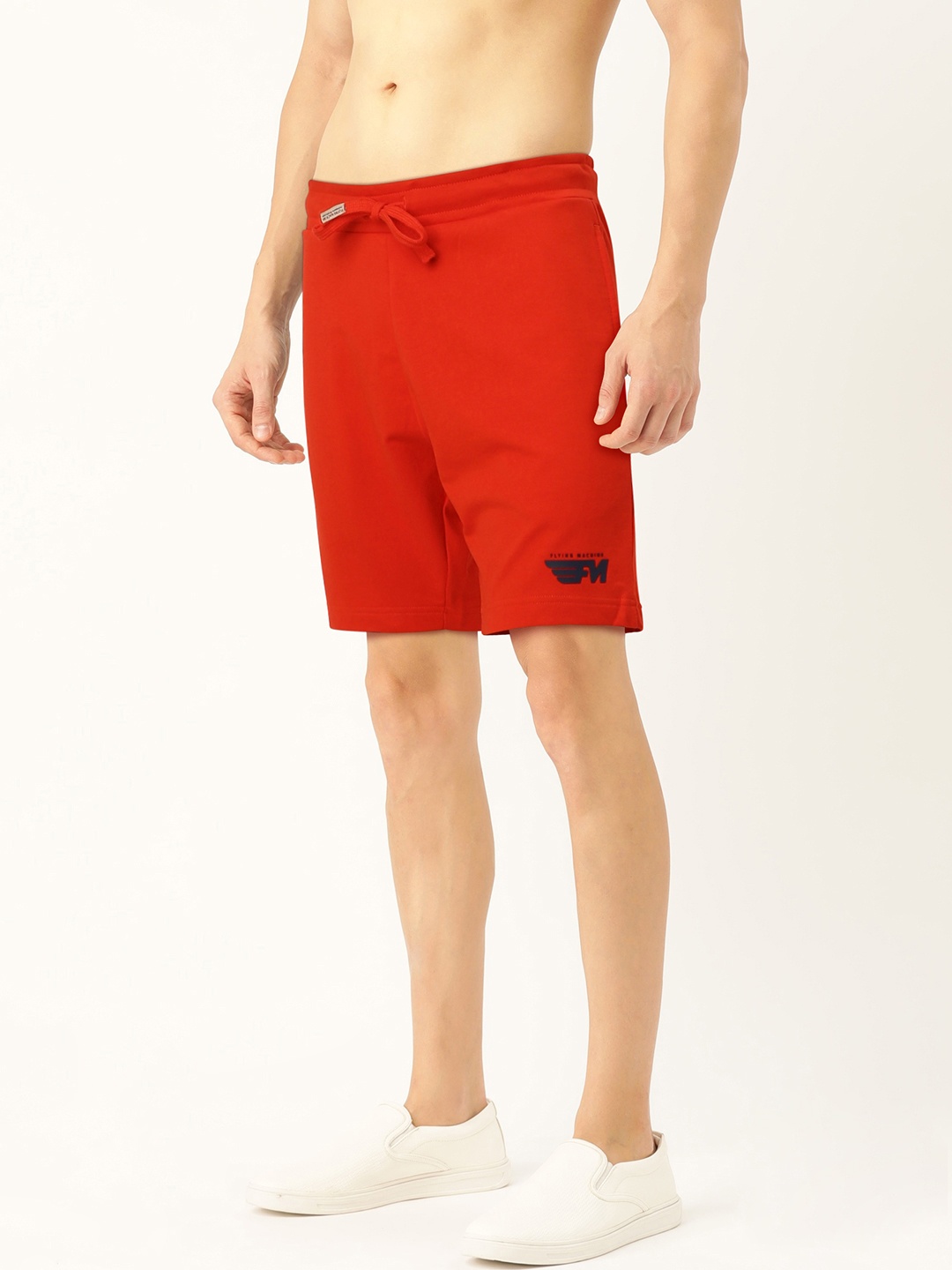 

Flying Machine Men Red Solid Regular Fit Regular Shorts with Printed Detail