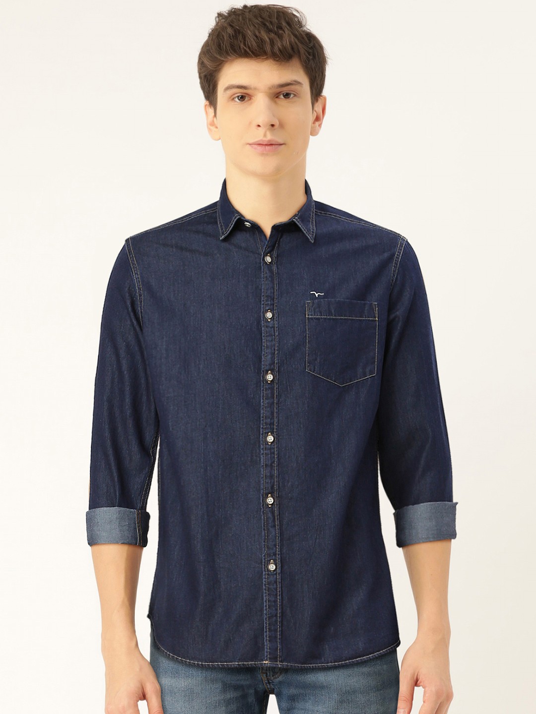 

Flying Machine Men Blue Slim Fit Solid Casual Shirt