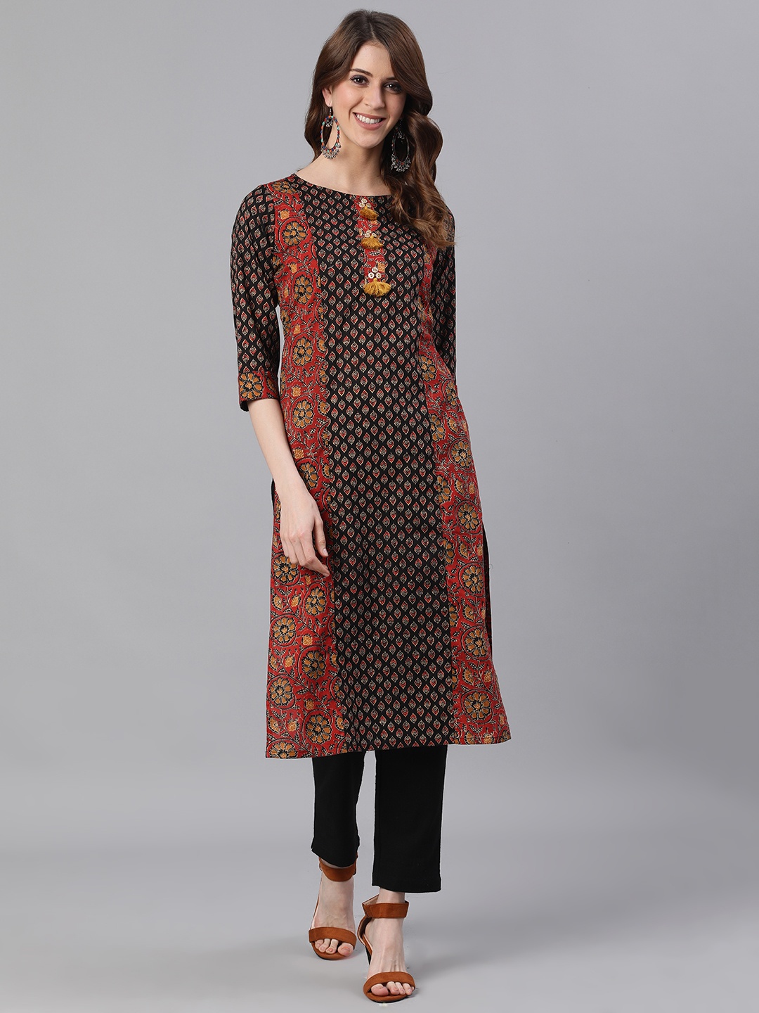 

Jaipur Kurti Women Red Ethnic Motifs Printed Kurta