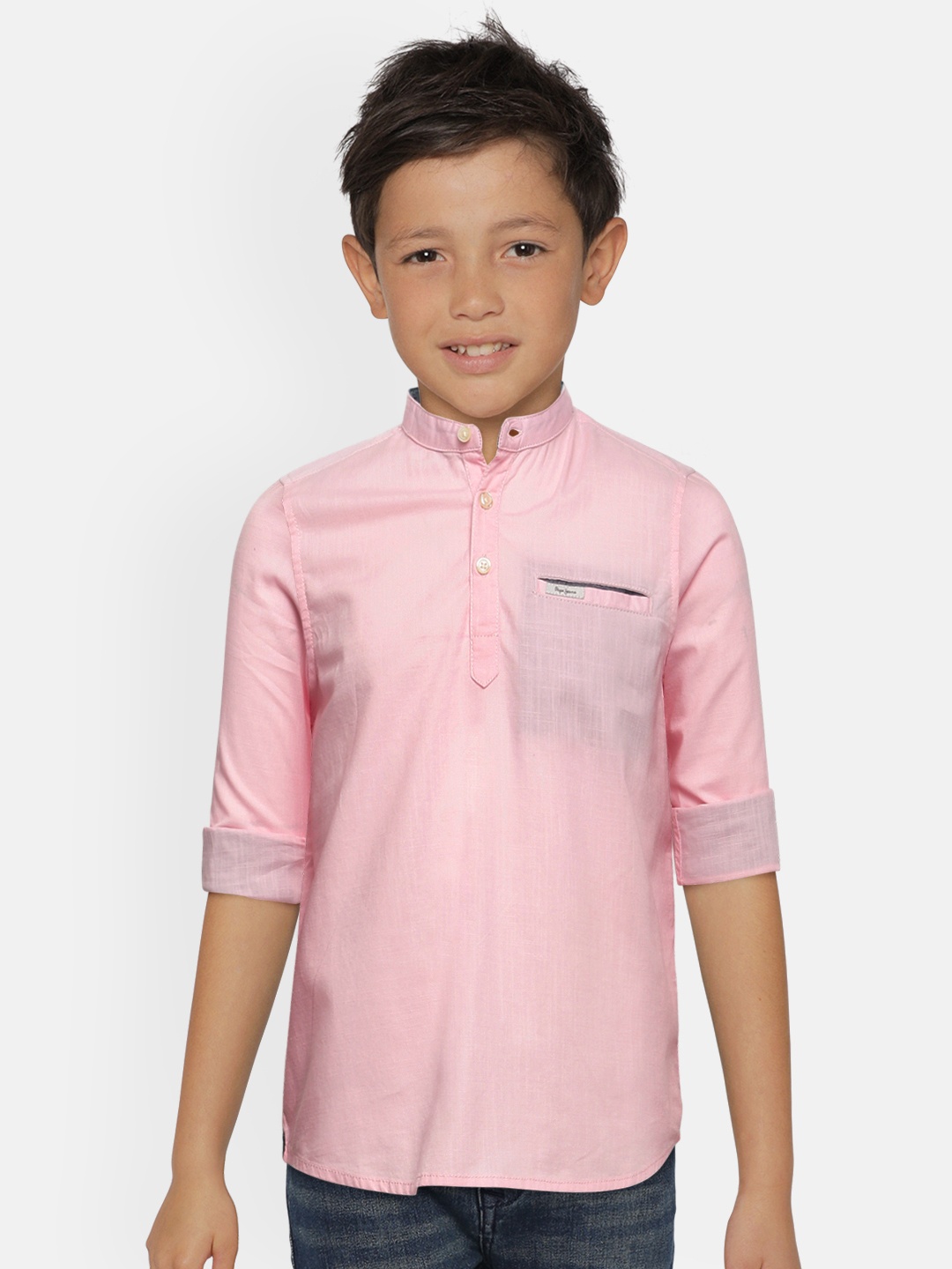 

Pepe Jeans Boys Pink Solid Pure Cotton Casual Shirt
