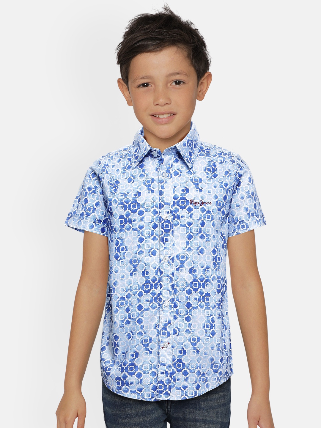 

Pepe Jeans Boys Blue Printed Casual Shirt