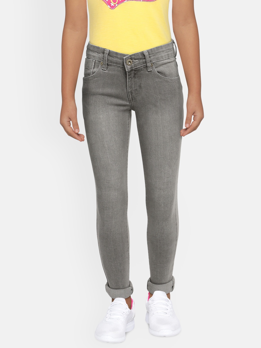 

Pepe Jeans Girls Grey ARCO IP Slim Fit Mid-Rise Clean Look Stretchable Jeans