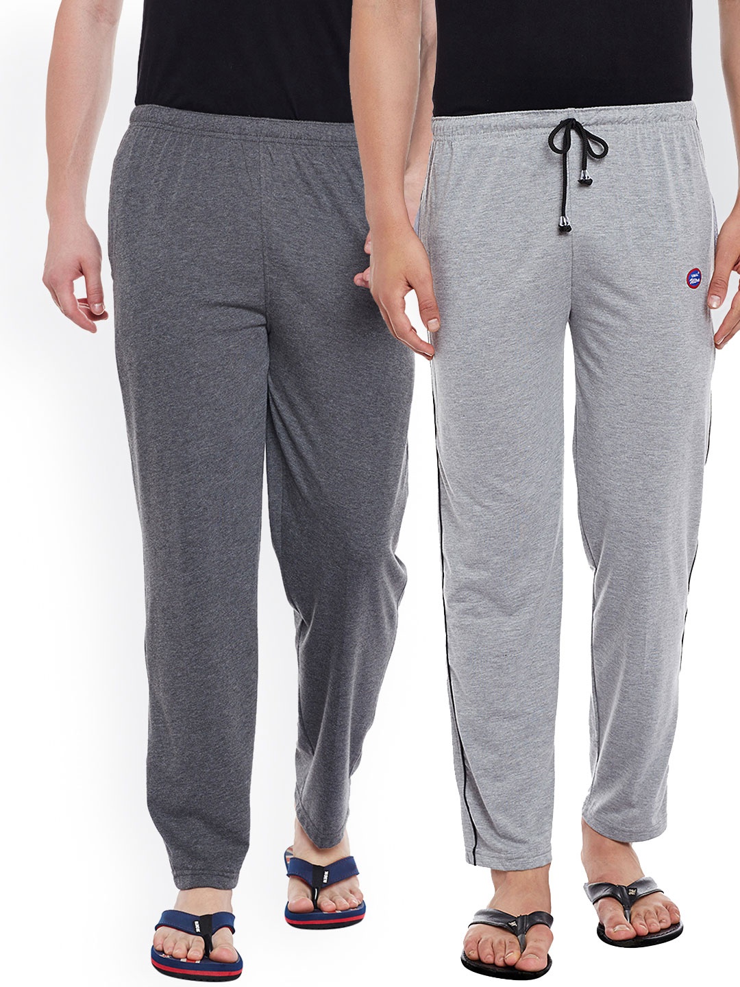 

VIMAL Men Pack of 2 Grey Solid Cotton Lounge Pants