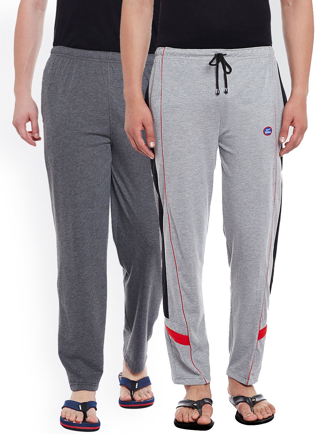 

VIMAL Men Pack of 2 Grey Solid Cotton Lounge Pants