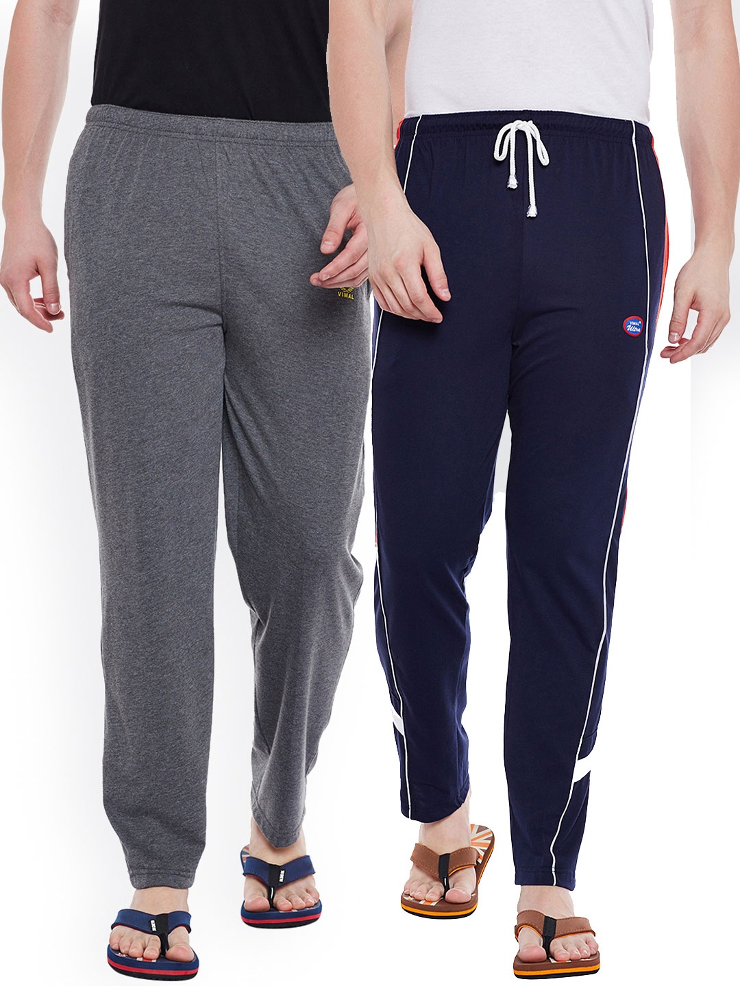 

VIMAL Men Pack of 2 Cotton Solid Lounge Pants, Navy blue