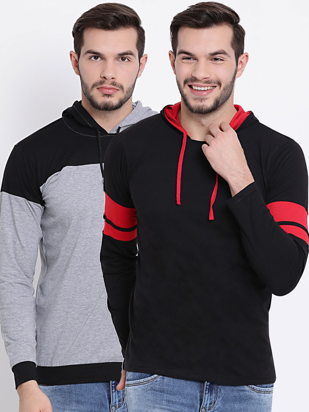 

MACK JONNEY Men Pack of 2 Hooded T-shirts, Black