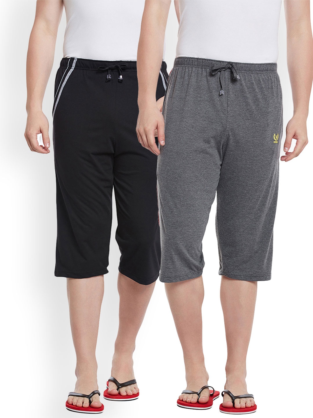 

VIMAL JONNEY Men Pack of 2 Cotton Lounge Shorts, Black