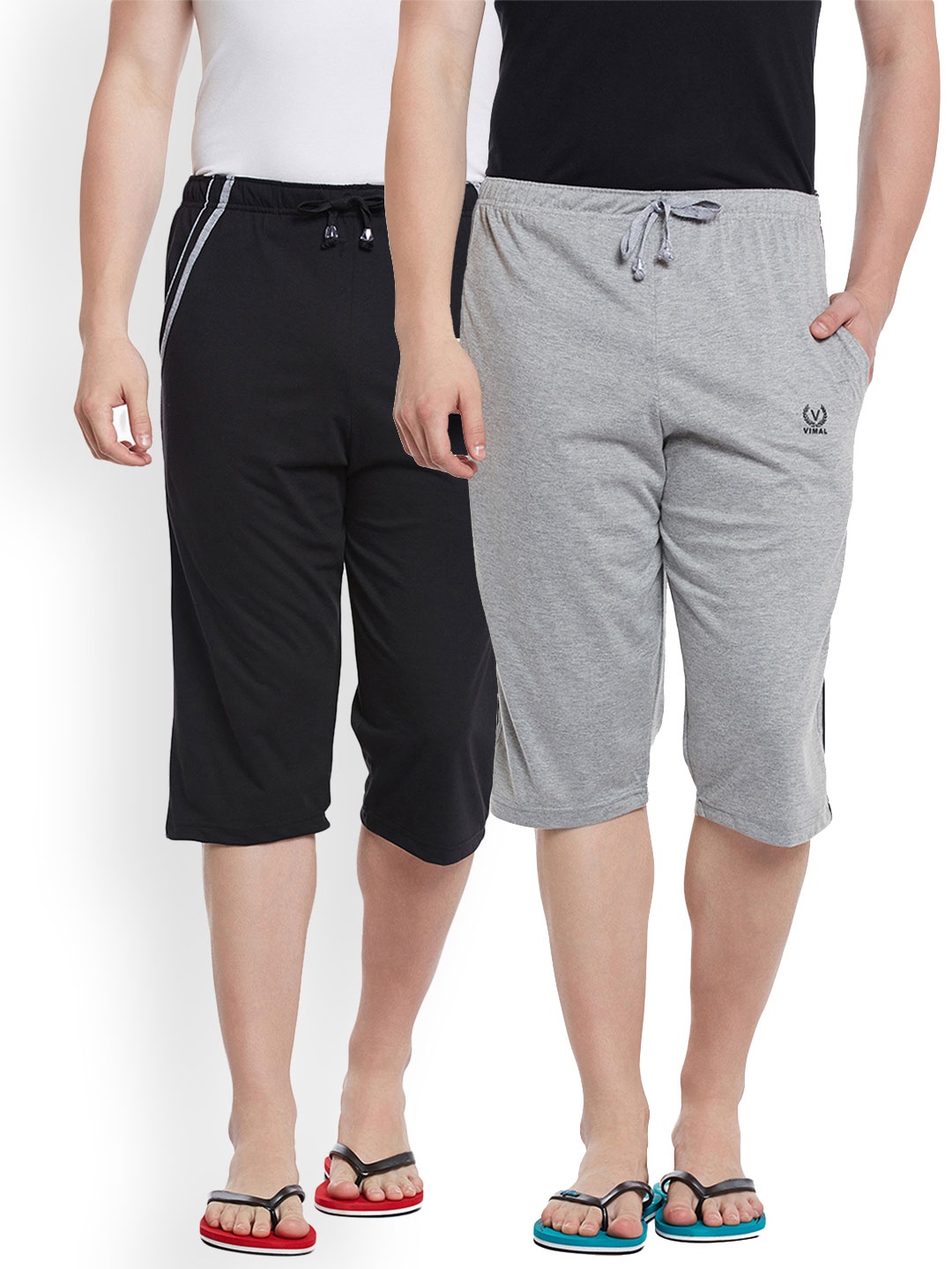 

MACK JONNEY Men Pack of 2 Cotton Lounge Shorts, Grey melange