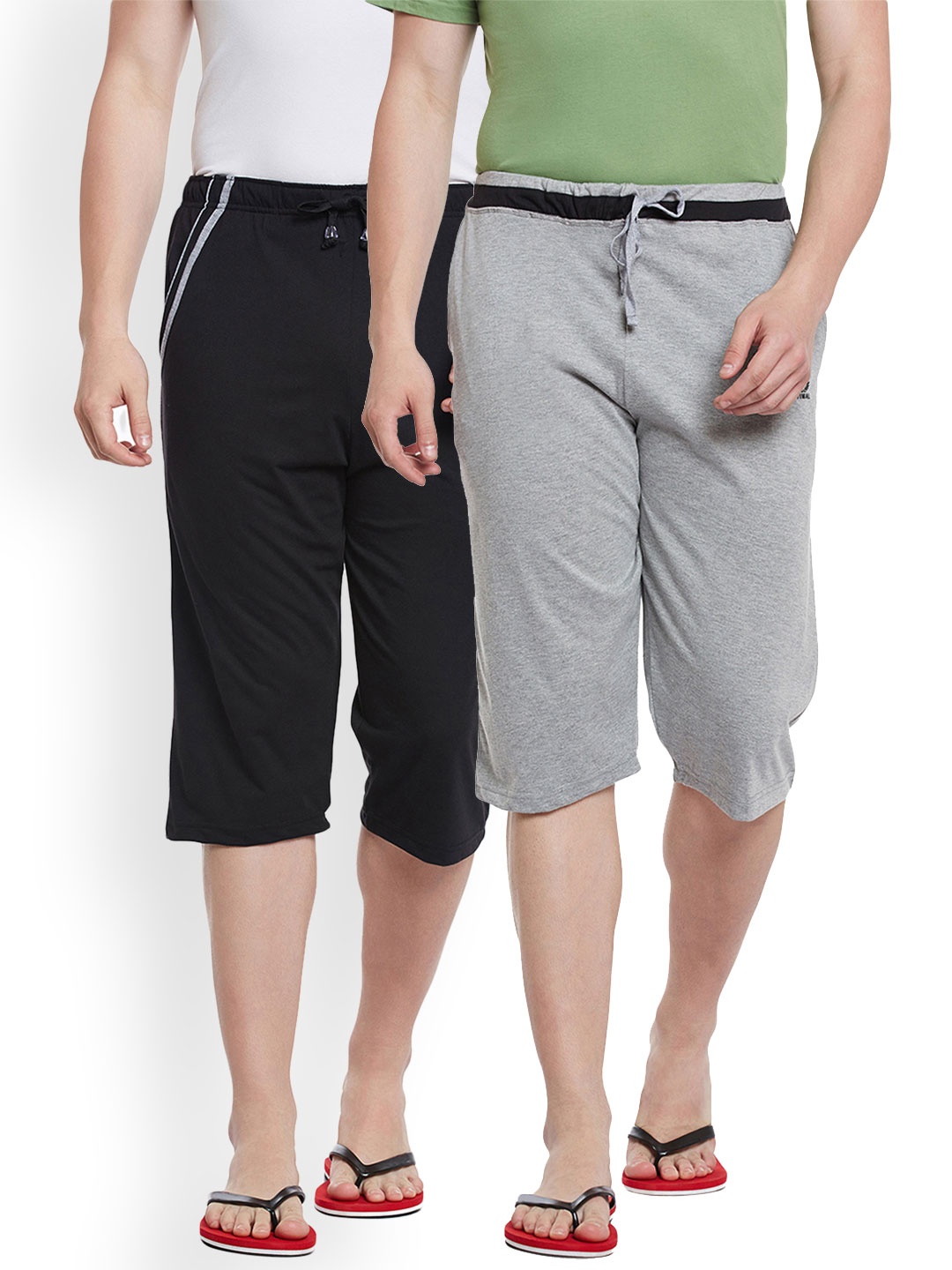 

MACK JONNEY Men Pack of 2 Solid Cotton Lounge Shorts, Grey melange
