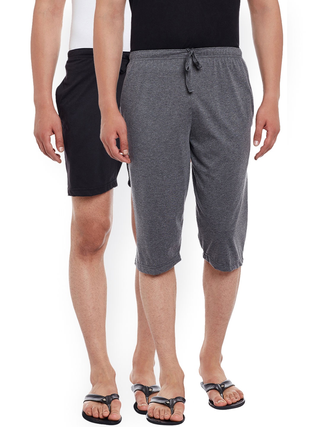 

VIMAL Men Pack of 2 Solid Cotton Lounge Shorts, Charcoal