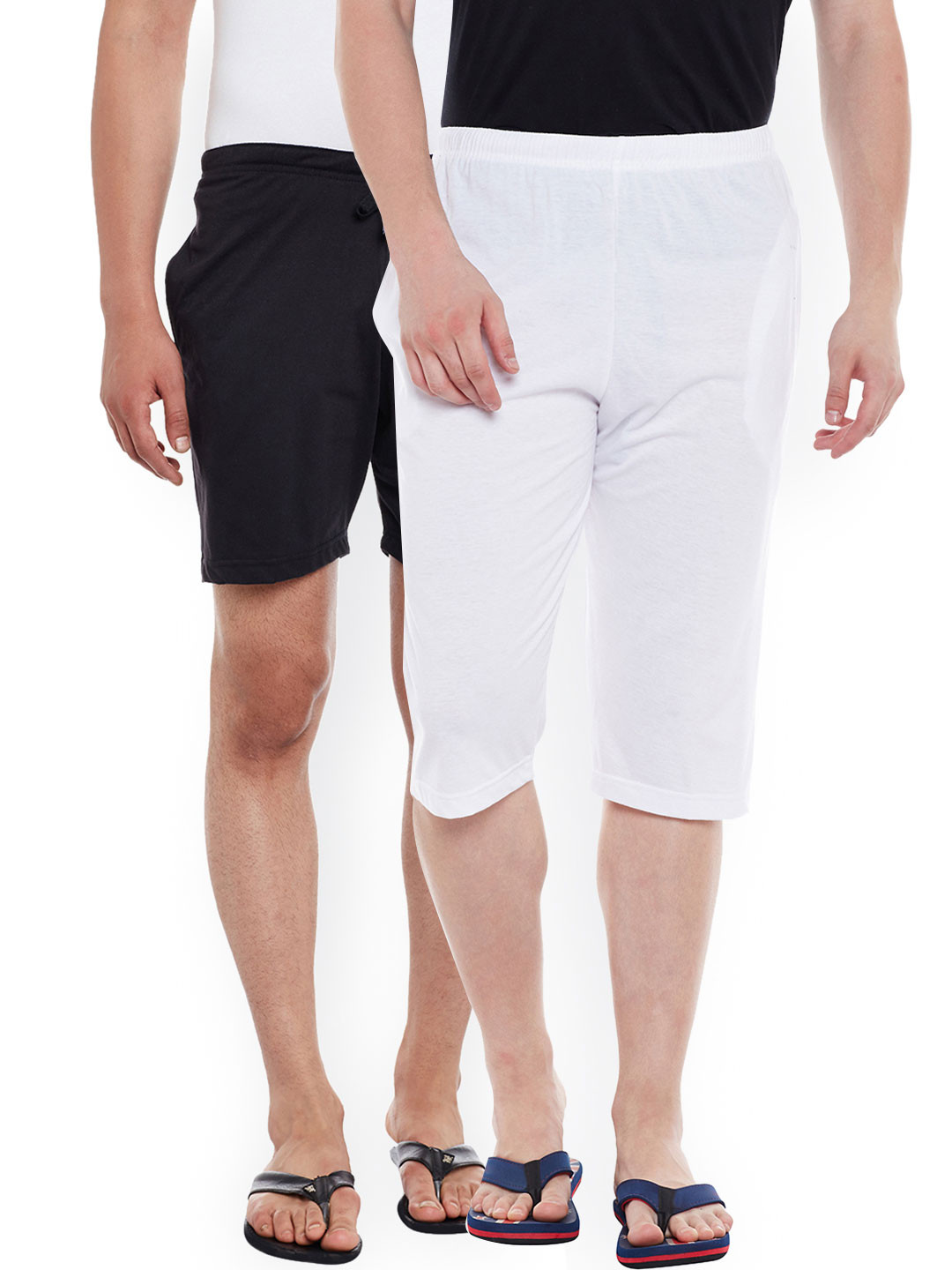 

VIMAL Men Pack of 2 Solid Cotton Lounge Shorts, White