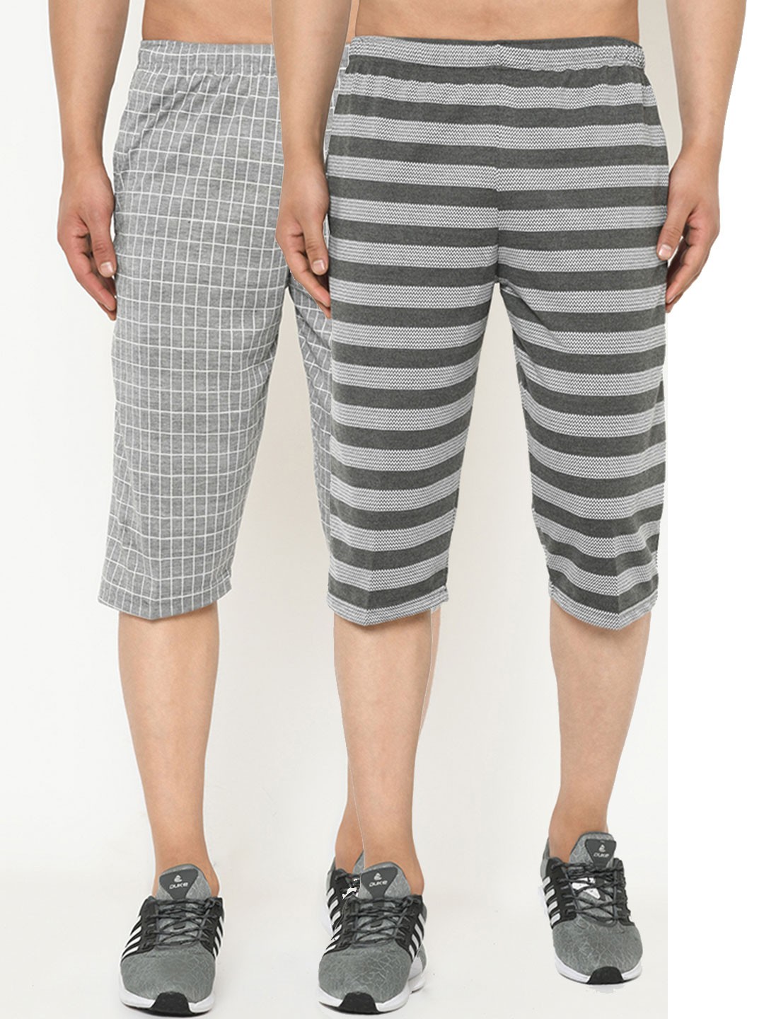 

VIMAL JONNEY Men Pack of 2 Grey & White Shorts