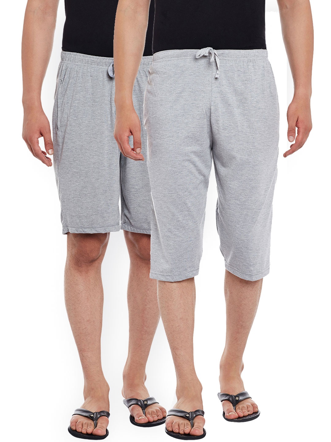 

VIMAL Men Pack of 2 Grey Melange Solid Lounge Shorts