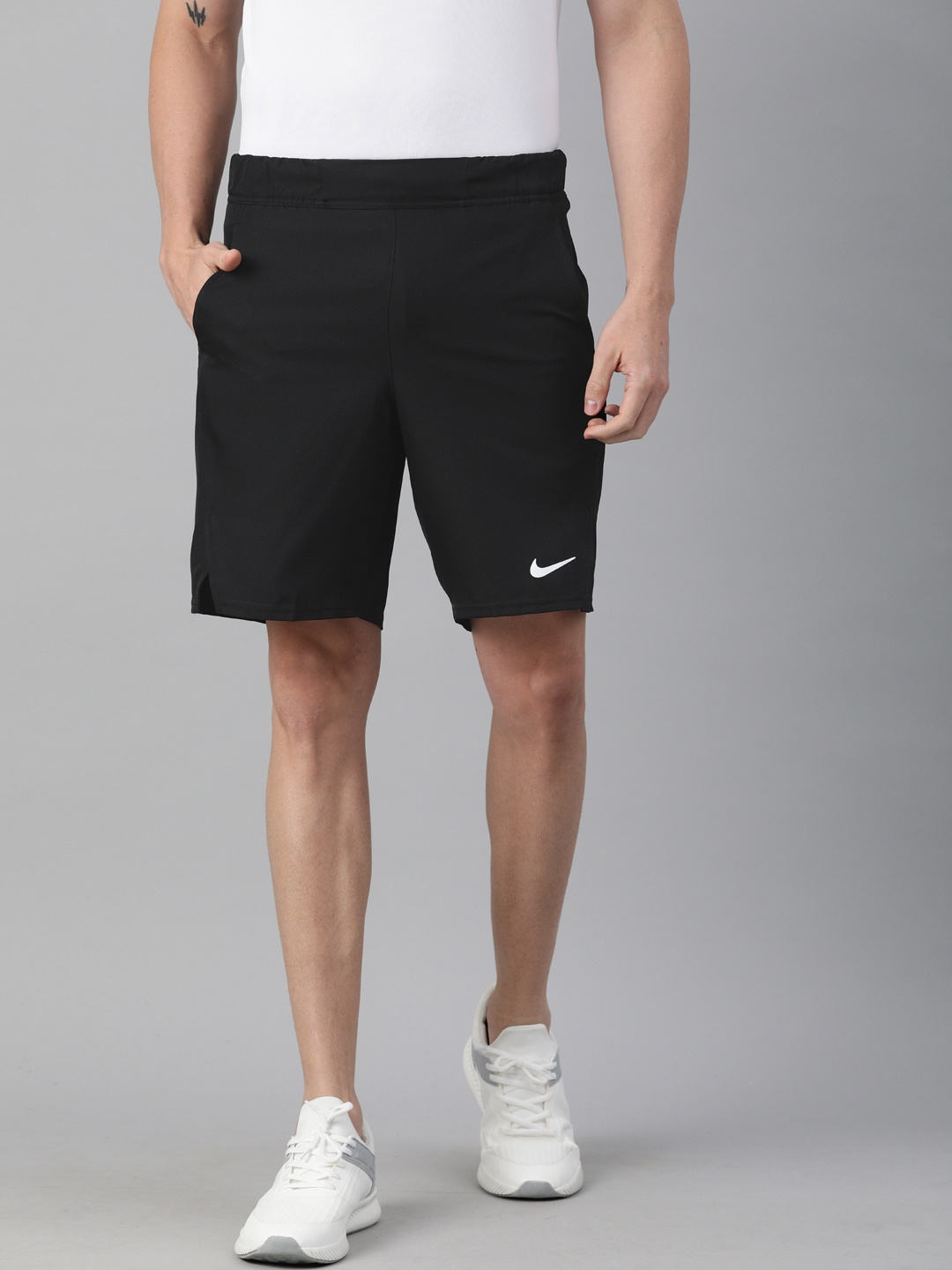 

Nike Men Black Solid Regular Fit Dri-Fit NKCT DF VCTRY SHRT 9IN Tennis Sports Shorts