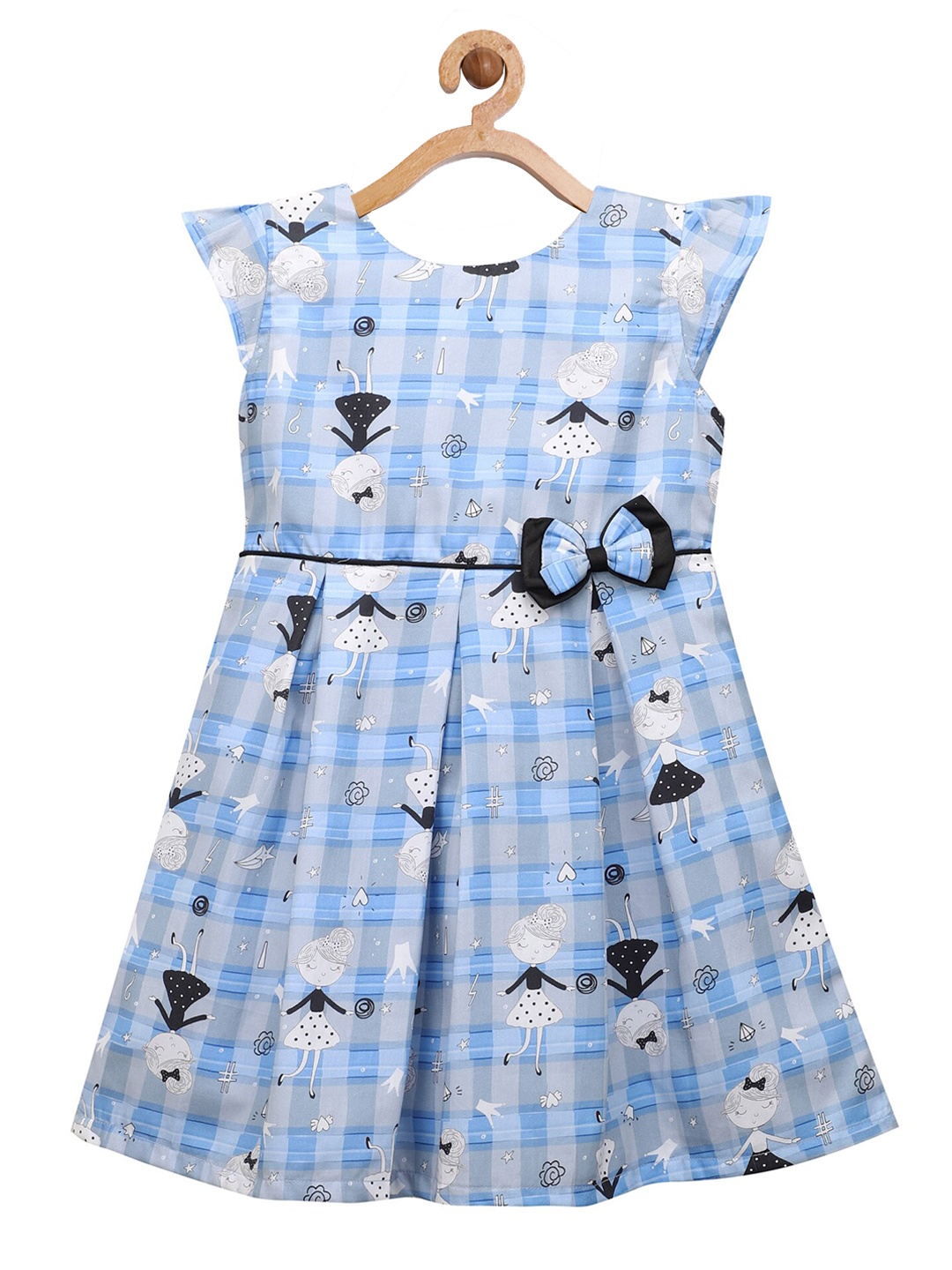 

The Magic Wand Girls Blue Printed Fit and Flare Dress