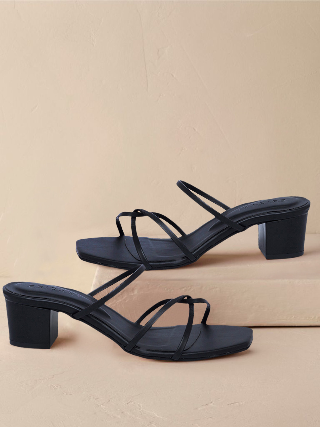 

ERIDANI Women Black Solid Block Heels