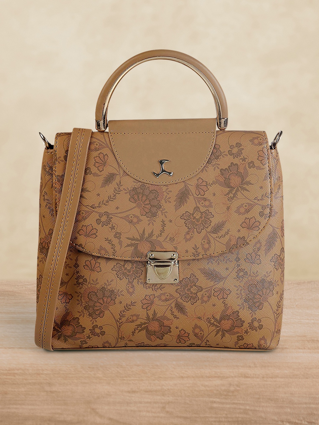 

Mochi Beige Printed Handheld Bag