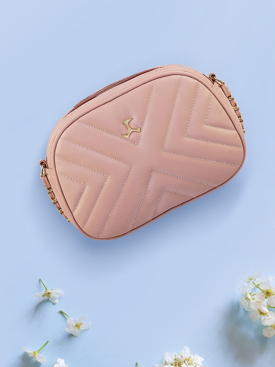 

Mochi Pink Self Design Sling Bag