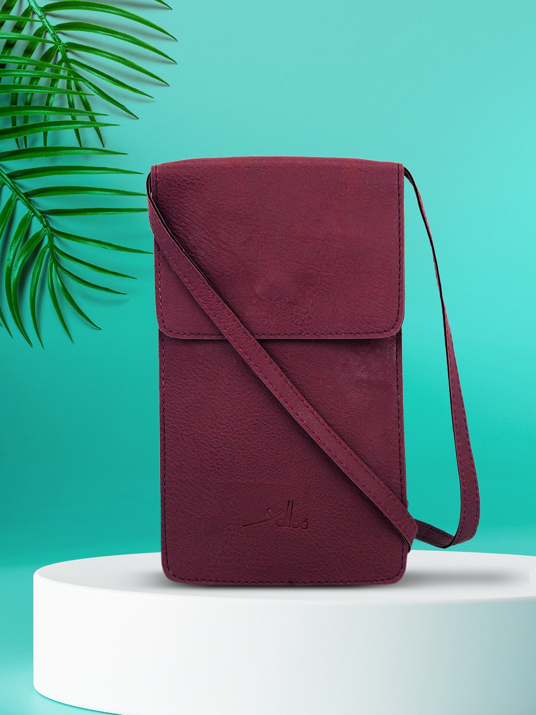 

yelloe Structured Mobile Sling Bag, Burgundy