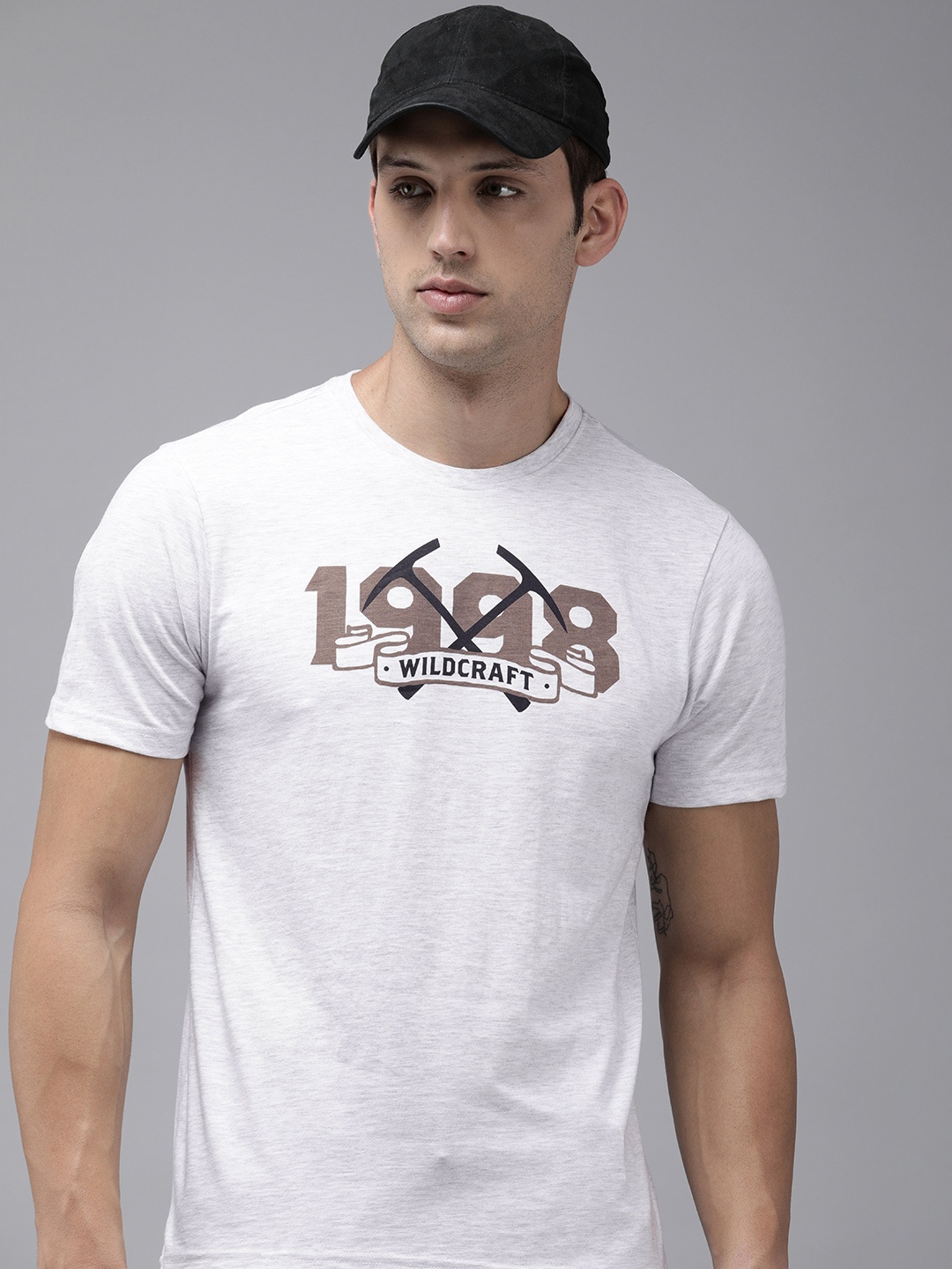 

Wildcraft Graphic Printed off active crew_18 T-shirt, Grey melange