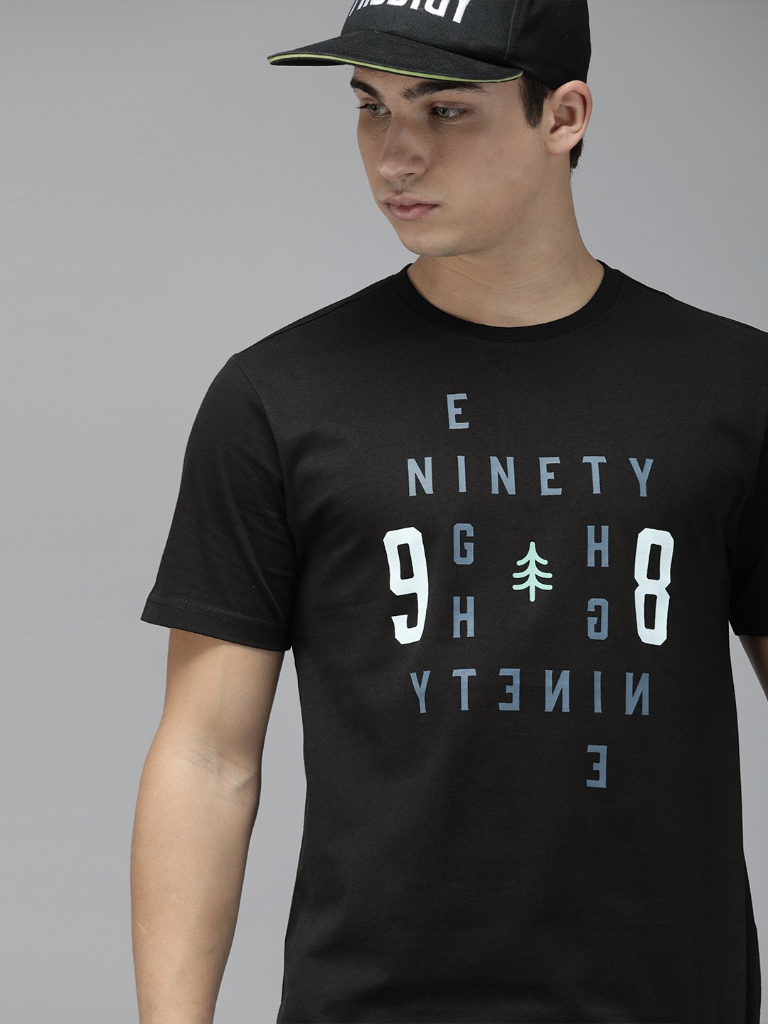 

Wildcraft Men Black Printed Round Neck Pure Cotton T-shirt