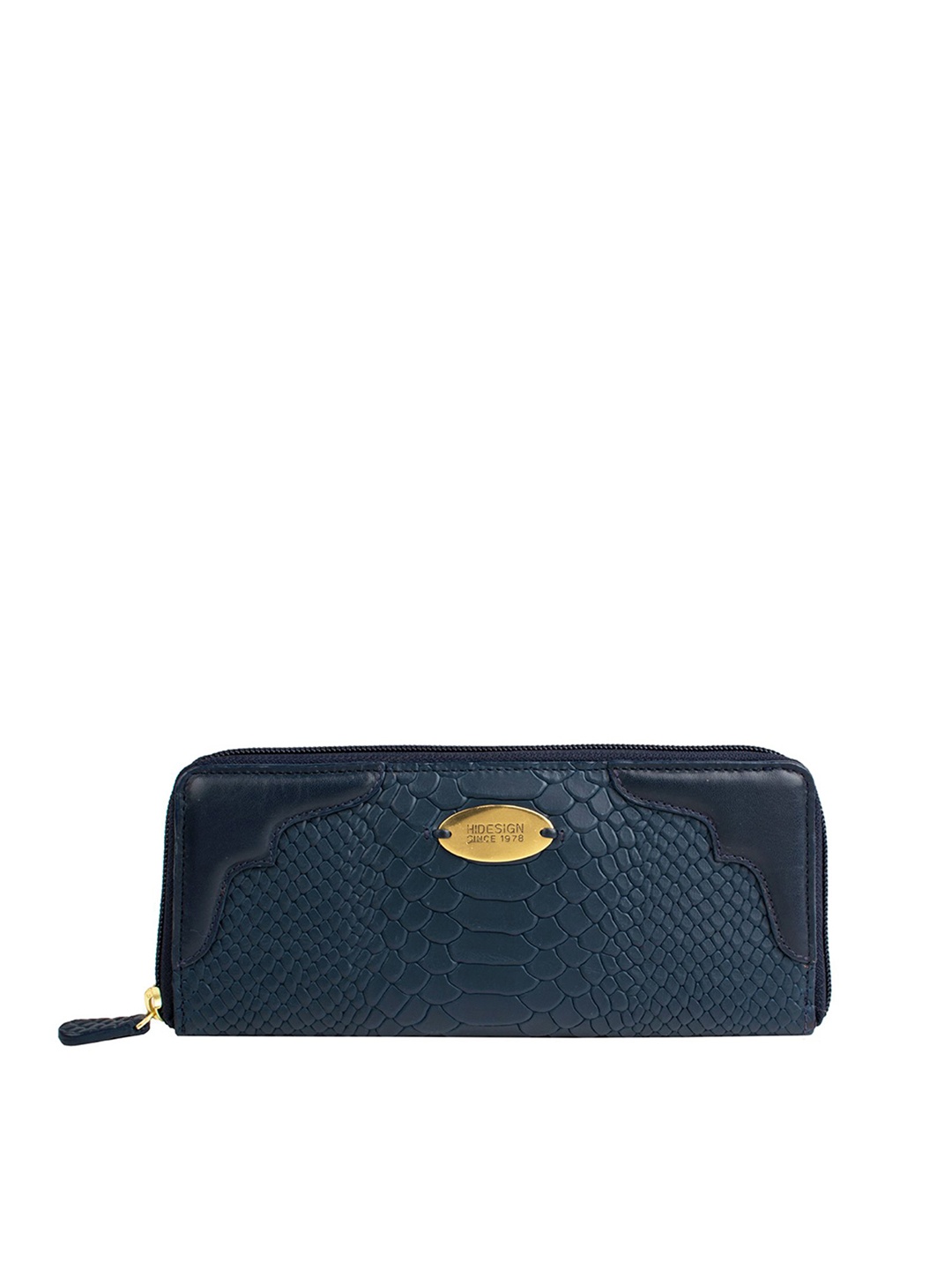 

Hidesign Women Blue Textured FL KAROLINA W2 Leather Zip Around Wallet