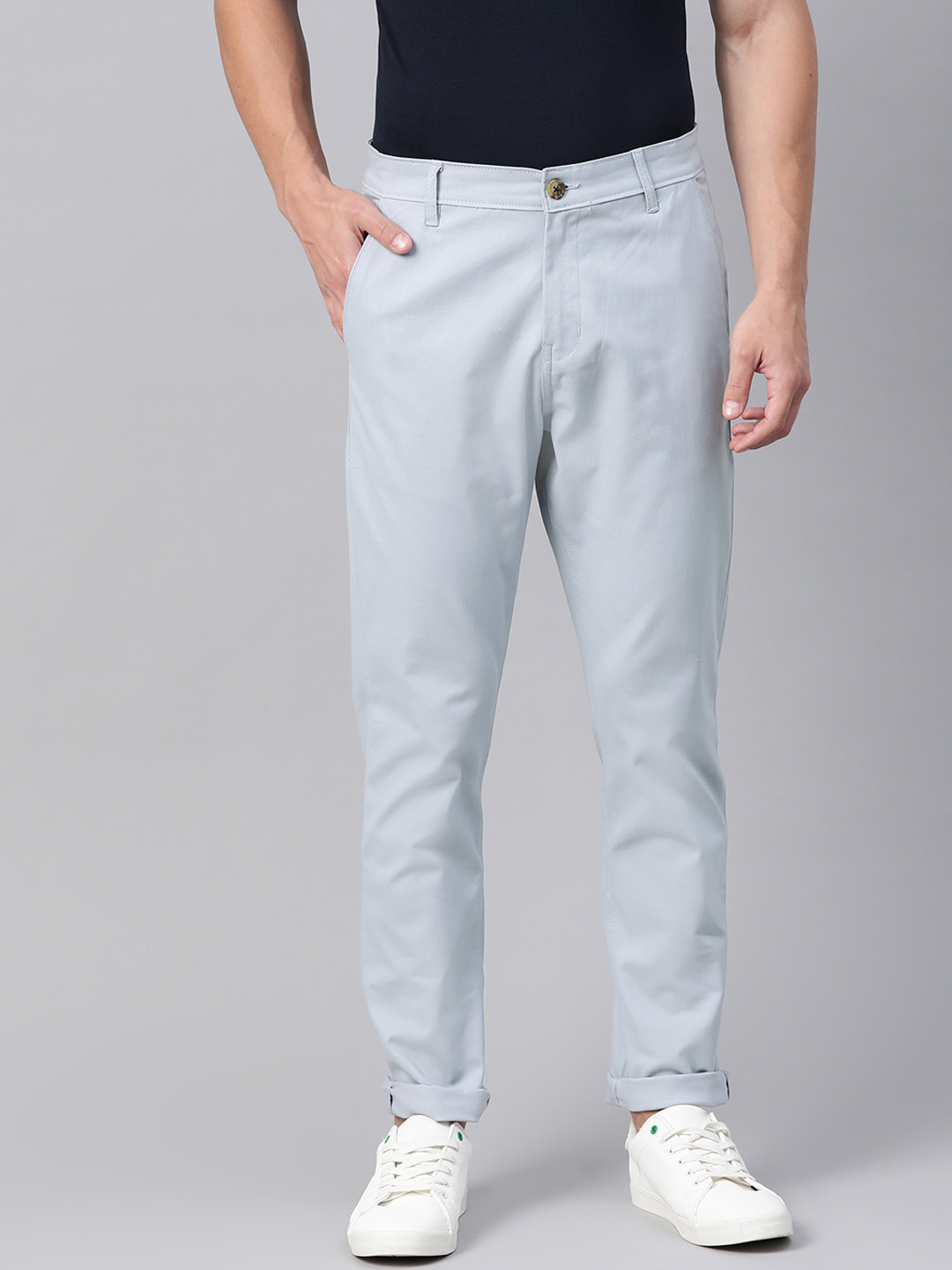 

Hubberholme Men Blue Slim Fit Solid Regular Trousers