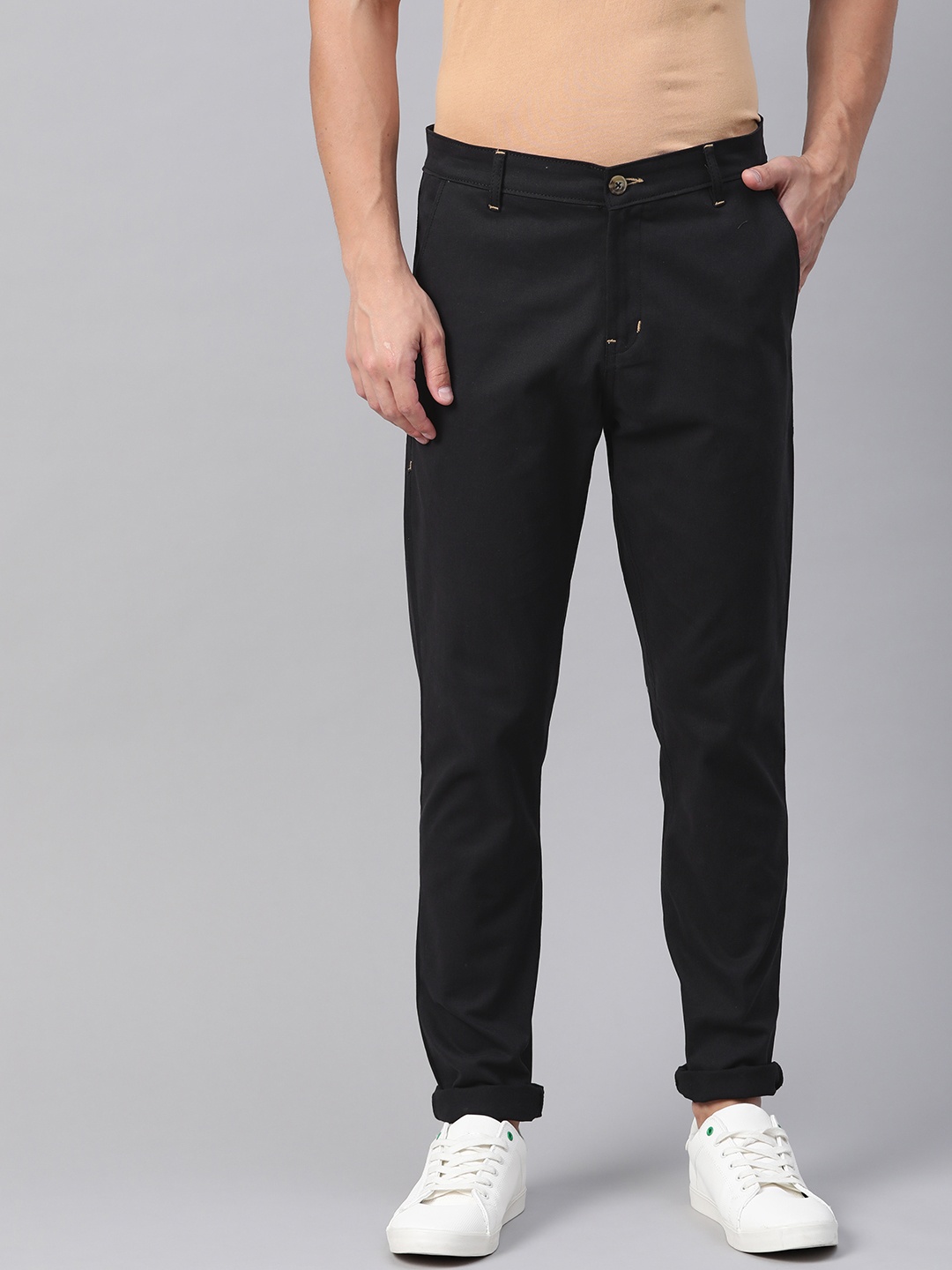 

Hubberholme Men Black Slim Fit Solid Regular Trousers